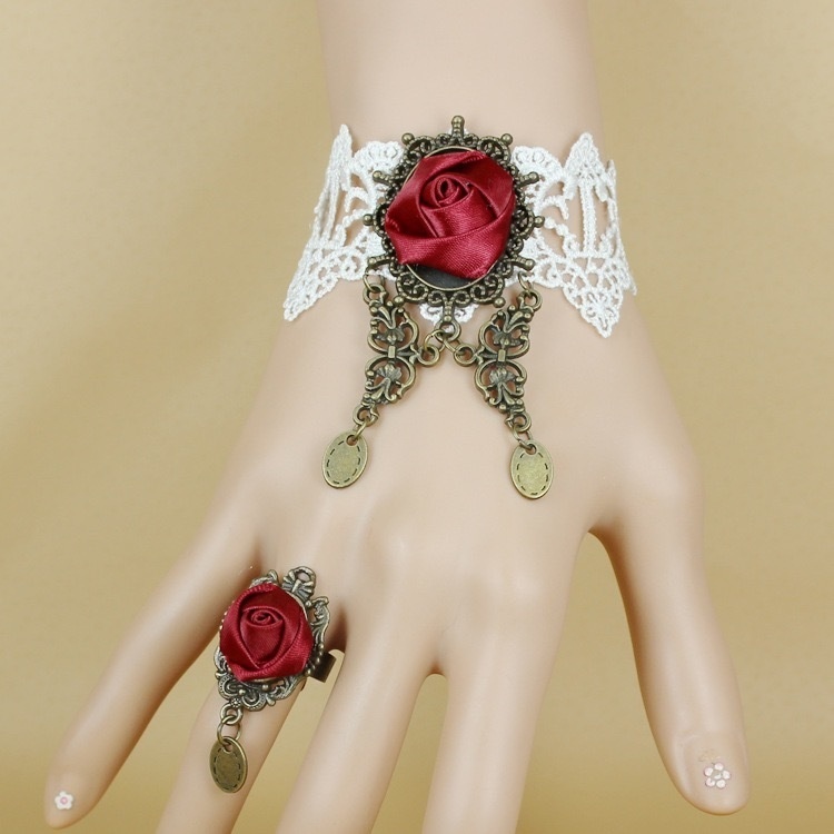 【女王の薔薇】 ロリィタ コスプレ ブレスレット&リングセット