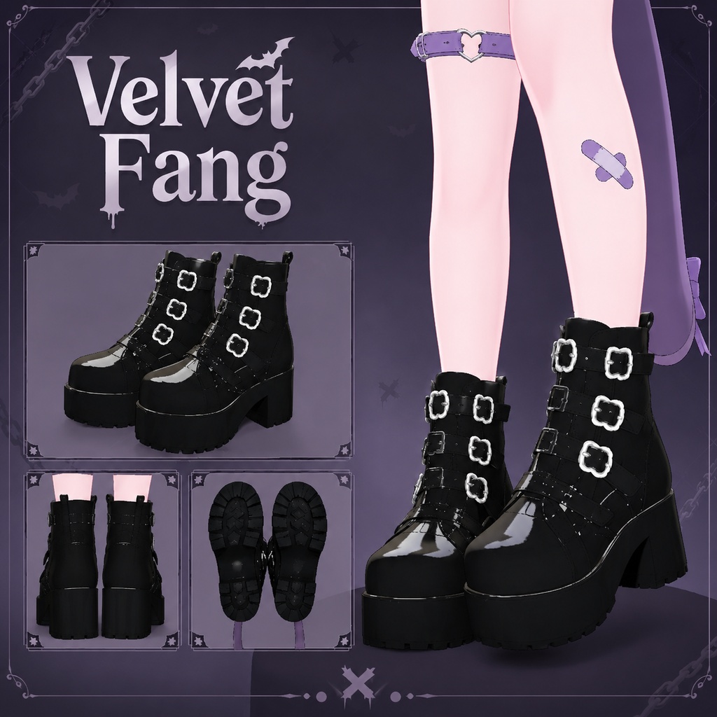 【複数アバター対応】Velvet Fang 【VRC用靴】