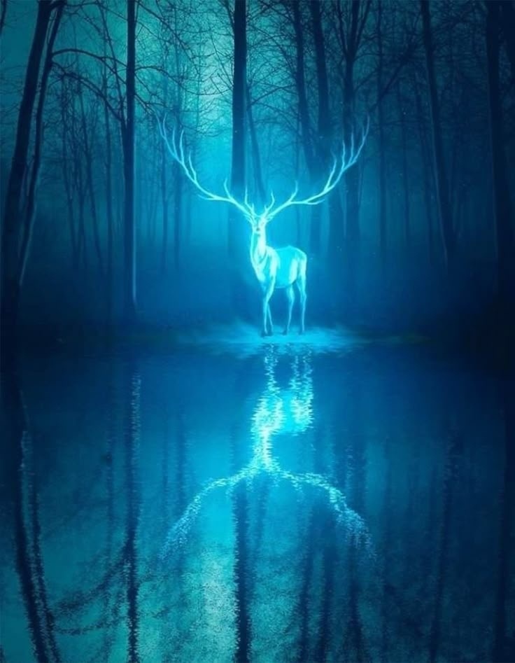 幻想壁紙『月光の道 - 白鹿の章』