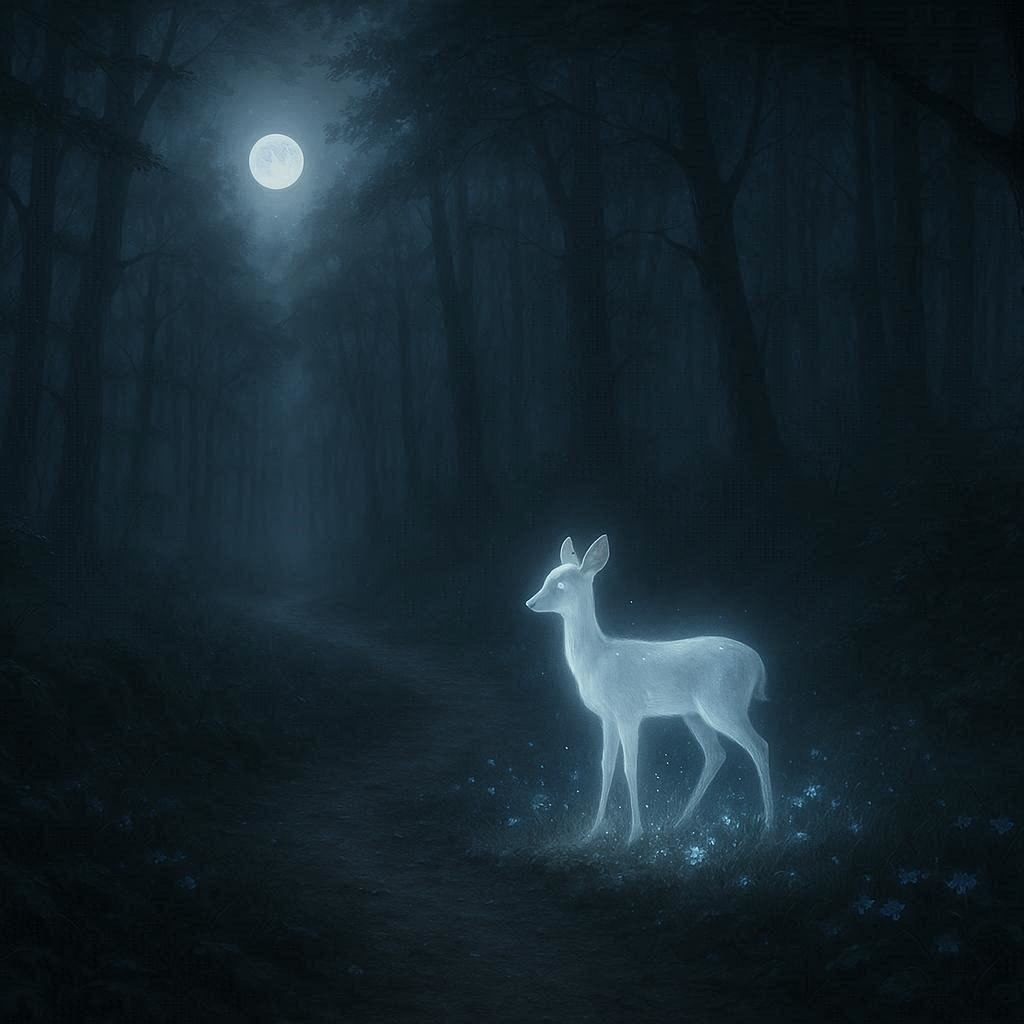 幻想壁紙『月光の道 - 白鹿の章』