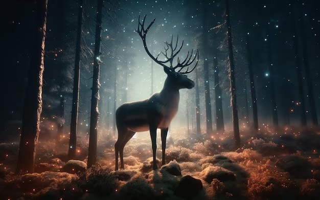 幻想壁紙『月光の道 - 白鹿の章』