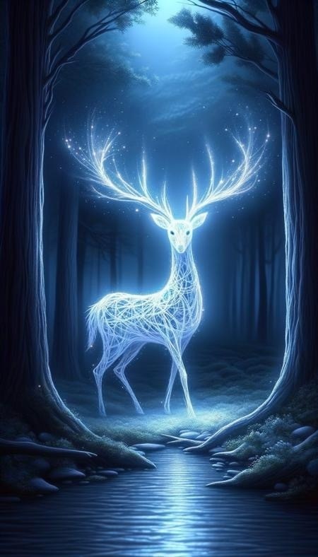 幻想壁紙『月光の道 - 白鹿の章』