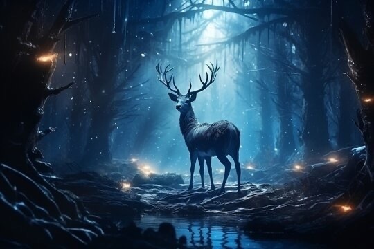 幻想壁紙『月光の道 - 白鹿の章』