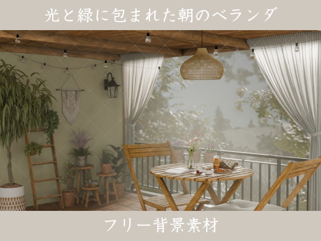【フリー】ベランダのある暮らし|光と緑に包まれた朝のひととき