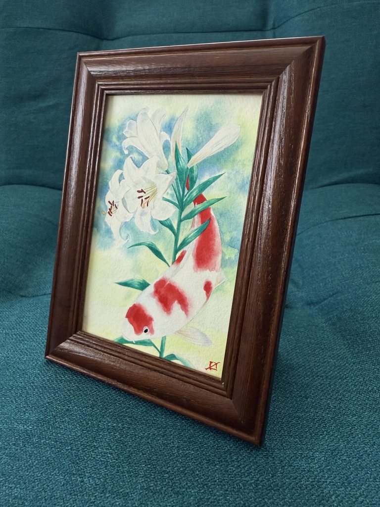 鉄砲百合と錦鯉