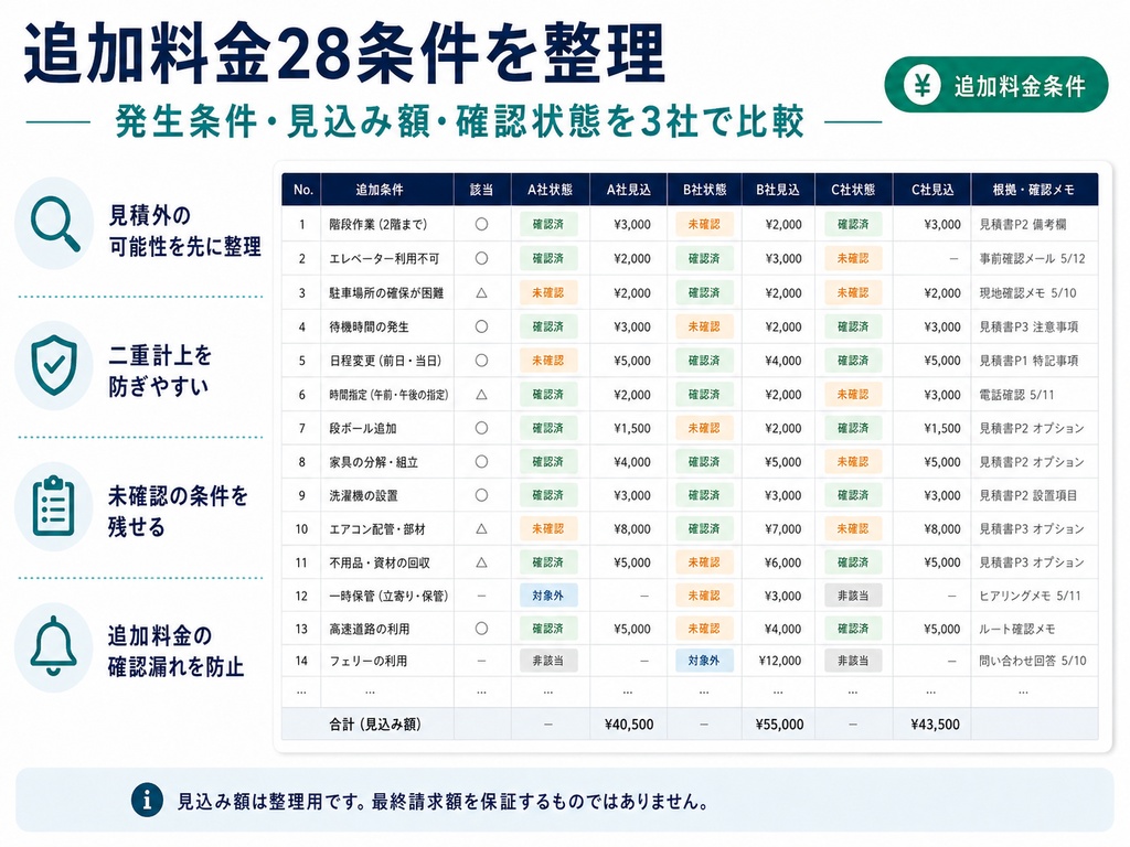 引越し見積書比較・追加料金チェックPro