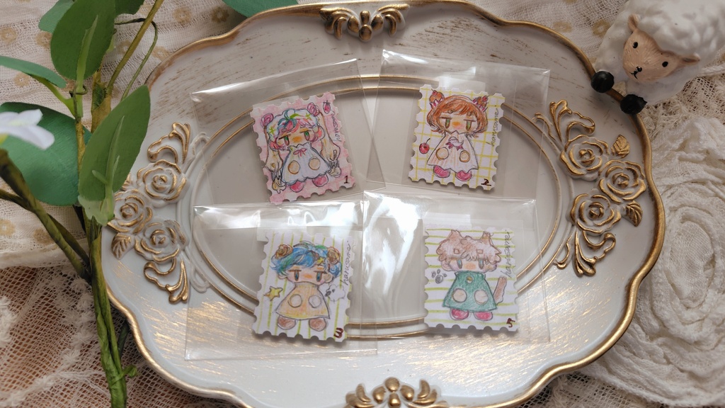 ○原画切手風シール○ミニキャラいろいろ