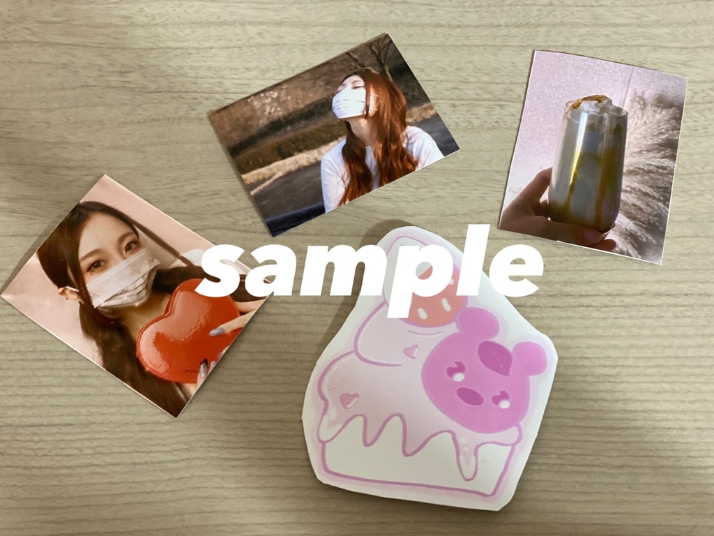 スマホに挟めるミニ写真と限定ステッカー ﾋﾟﾝｸｾｯﾄ