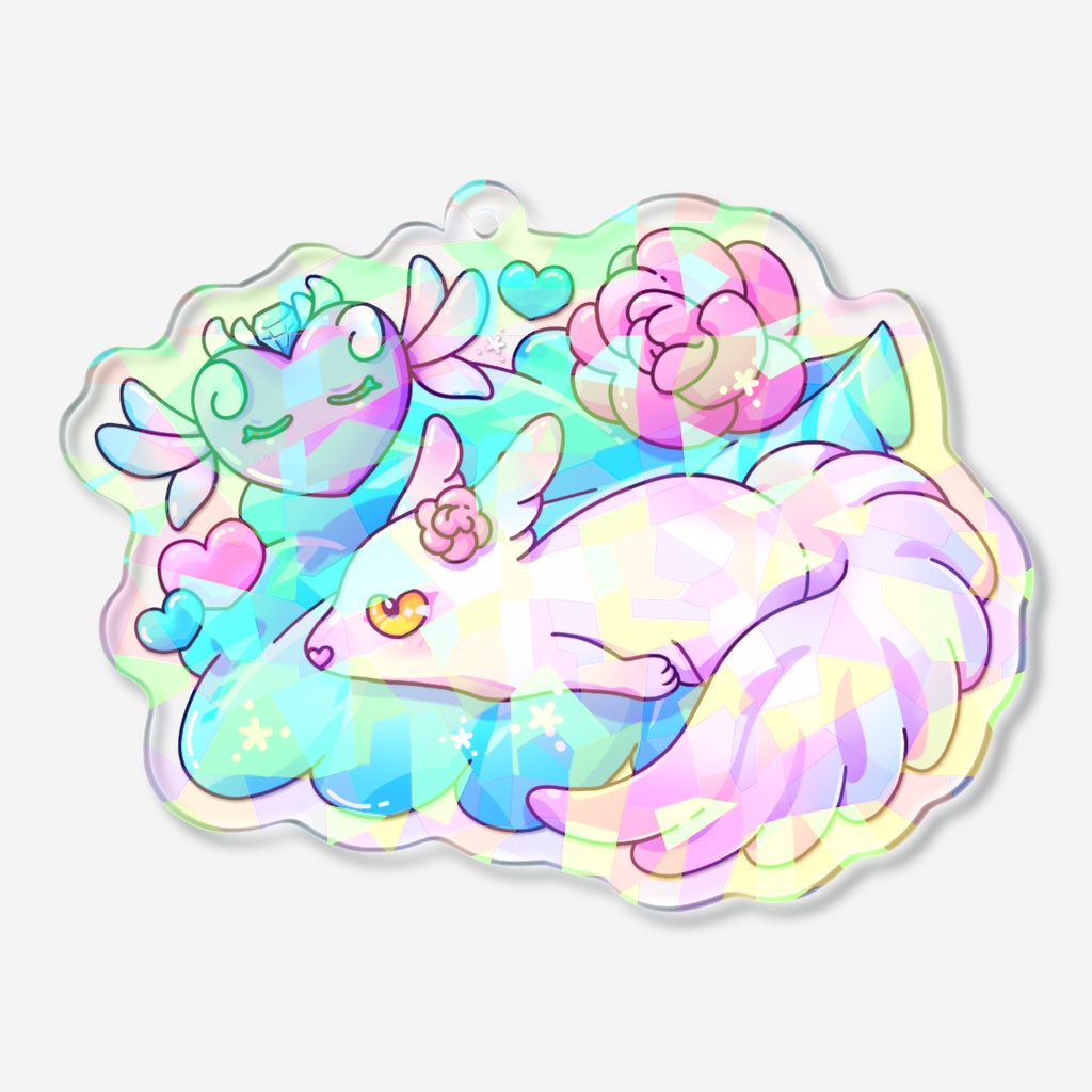 ふわもこ狐はぁとん王♡まったりDAY　ホログラムアクリルキーホルダー