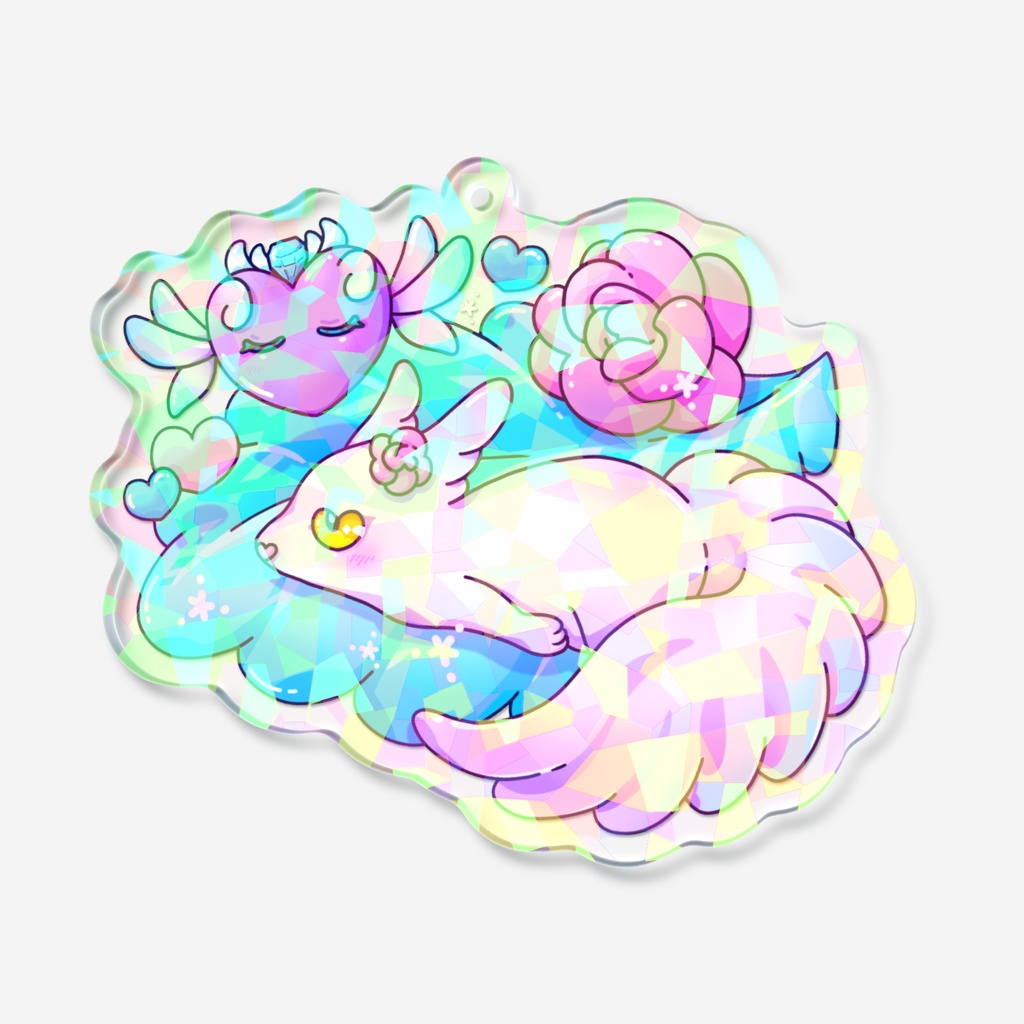 ふわもこ狐はぁとん王♡まったりDAY ホログラムアクリルキーホルダー