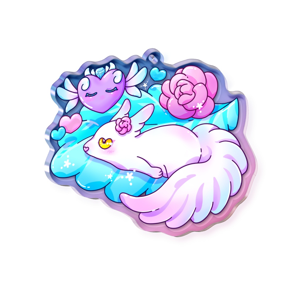 ふわもこ狐はぁとん王♡まったりDAY　オーロラアクリルキーホルダー