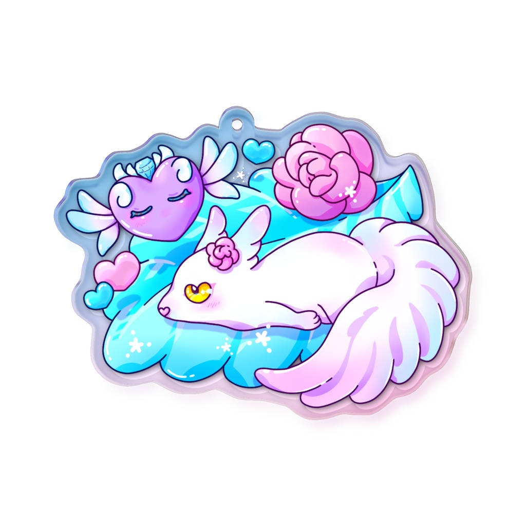 ふわもこ狐はぁとん王♡まったりDAY オーロラアクリルキーホルダー