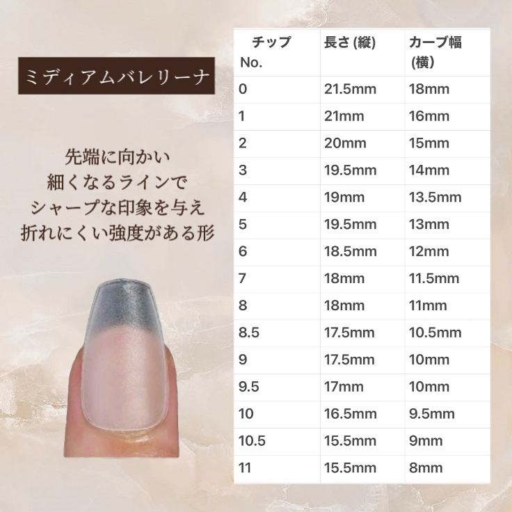 ネイルチップの種類とサイズについて