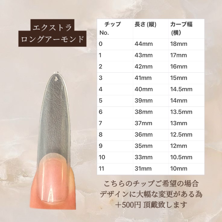 ネイルチップの種類とサイズについて