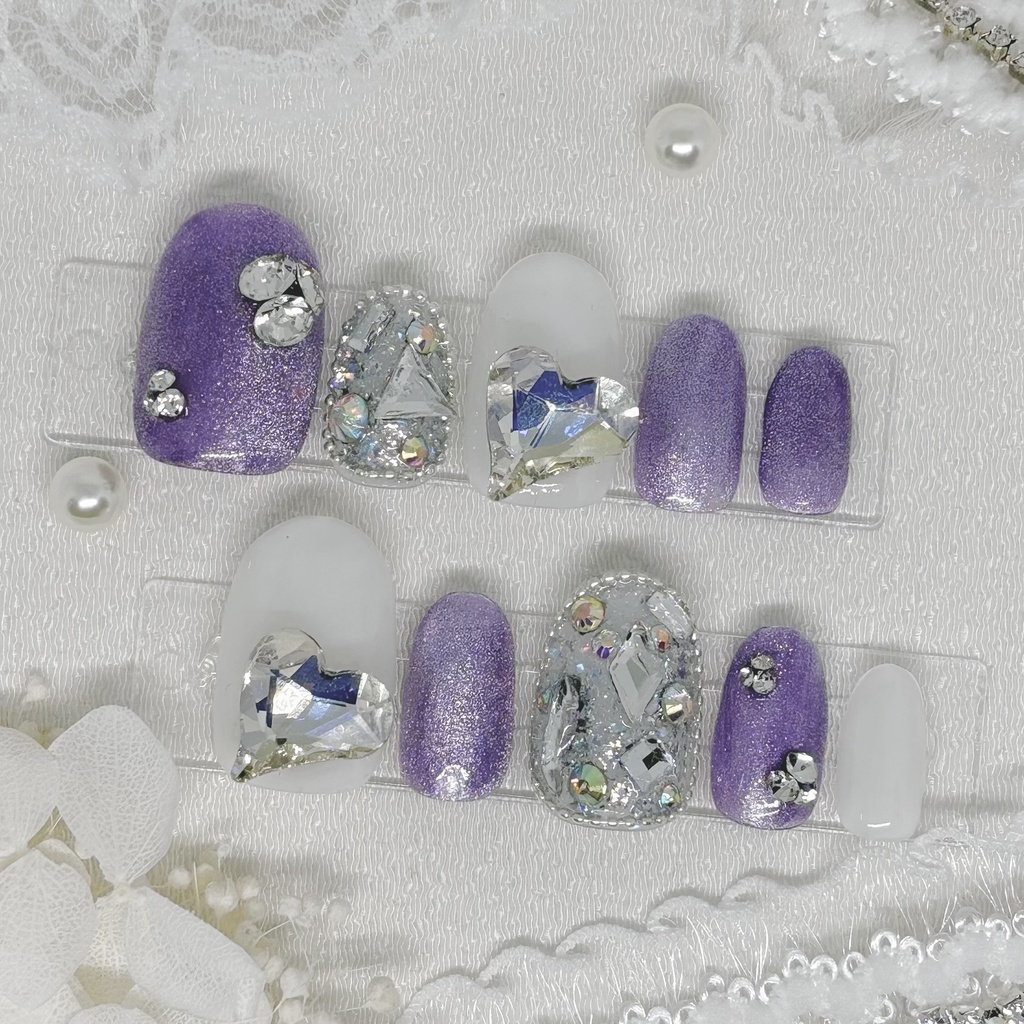 【No.29】ネイルチップオーダー 紫ラメ埋めつくしネイルチップ