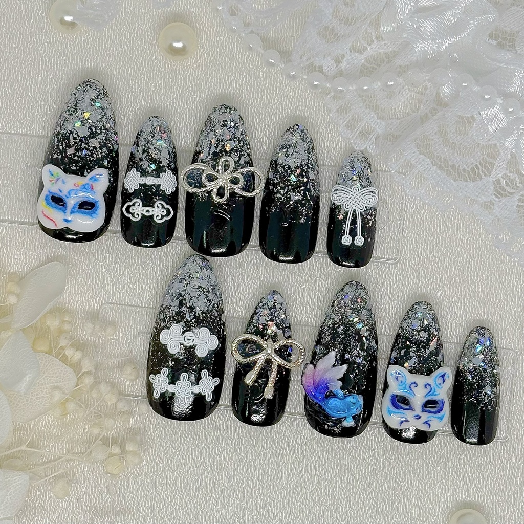 【No.35】ネイルチップオーダー チャイナ銀ネイルチップ