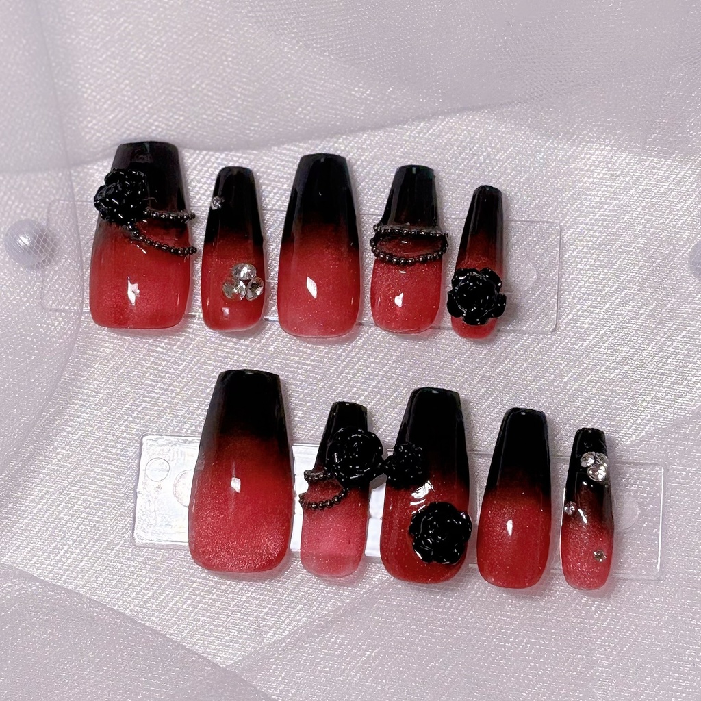 【No.43】ネイルチップオーダー レッドグラデーションネイルチップ