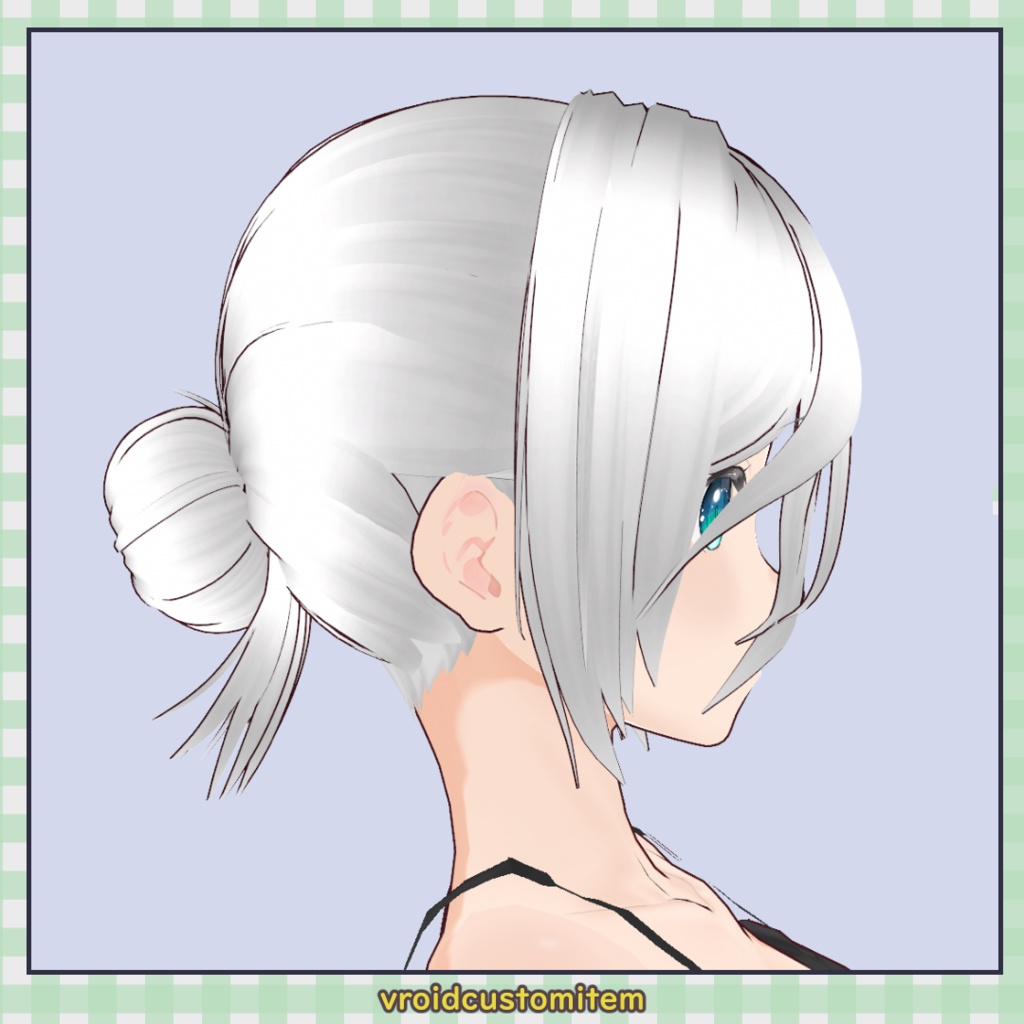 【VRoid】束前髪ショートアップ(ミニお団子) / Short Updo with Long Center Bangs (Mini Bun)【髪型】