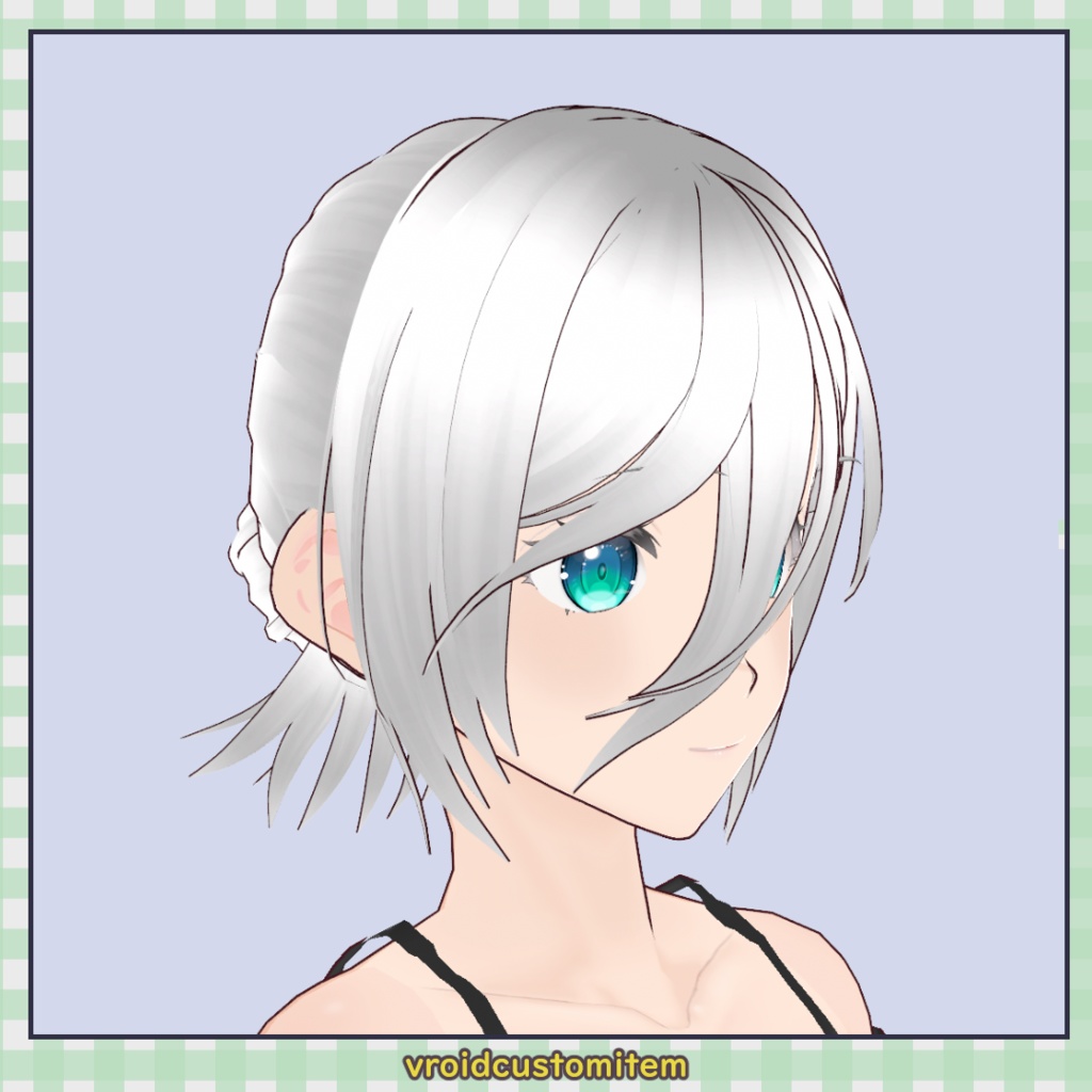 【VRoid】束前髪ショートアップ(ミニお団子) / Short Updo with Long Center Bangs (Mini Bun)【髪型】