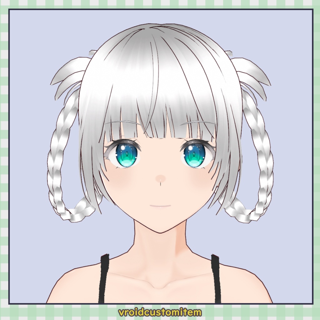 【髪型】ぱっつん三つ編みツイン / Blunt Bangs Twin Braids【VRoid】