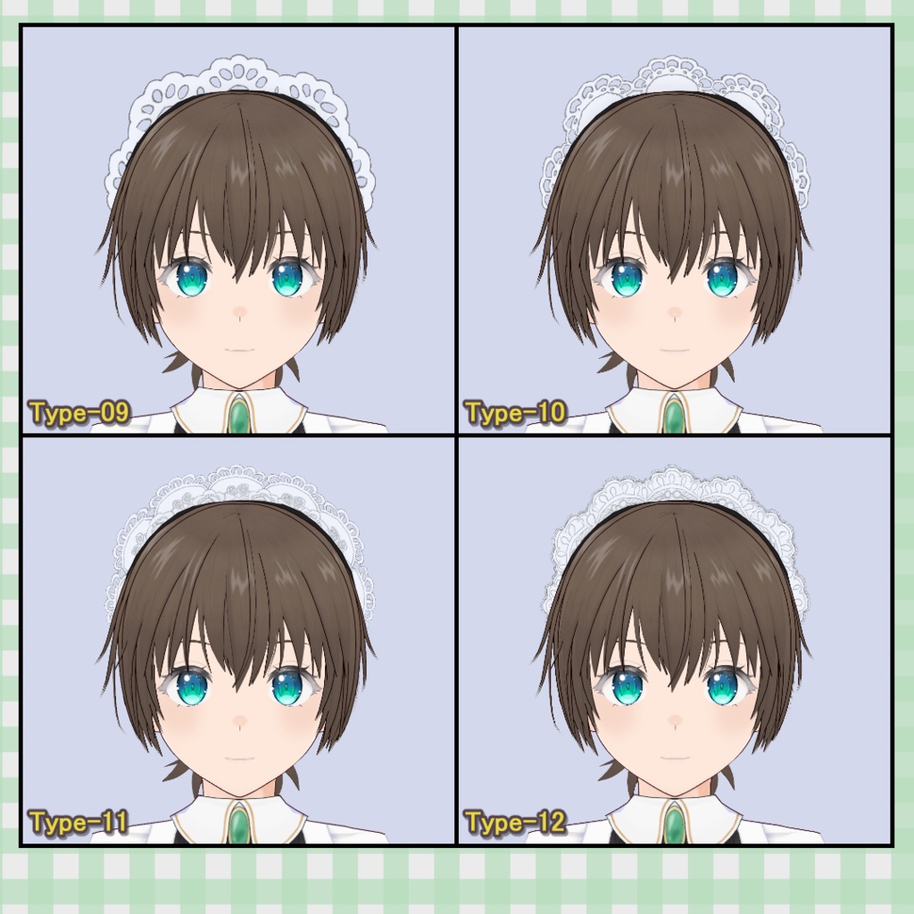【無料版あり】メイドカチューシャ 15種類セット / Maid Headband (15 Variations)【VRoid】