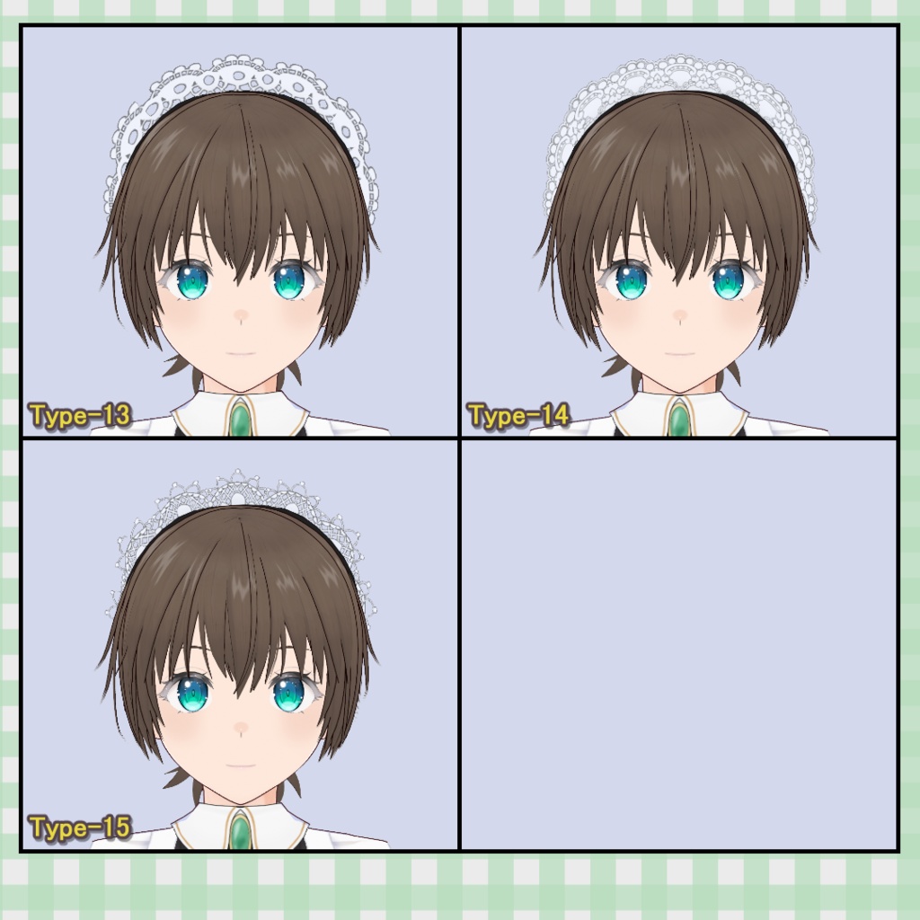【無料版あり】メイドカチューシャ 15種類セット / Maid Headband (15 Variations)【VRoid】