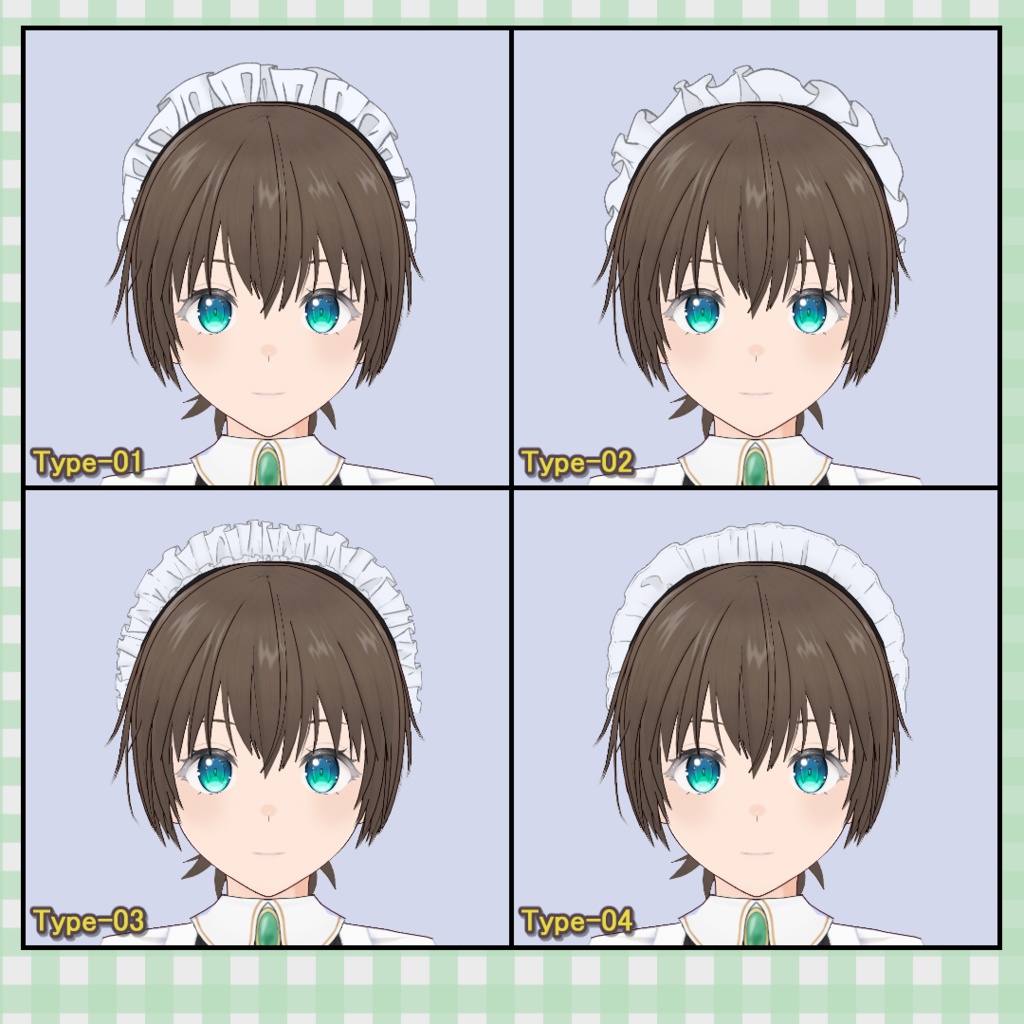 【無料版あり】メイドカチューシャ 15種類セット / Maid Headband (15 Variations)【VRoid】