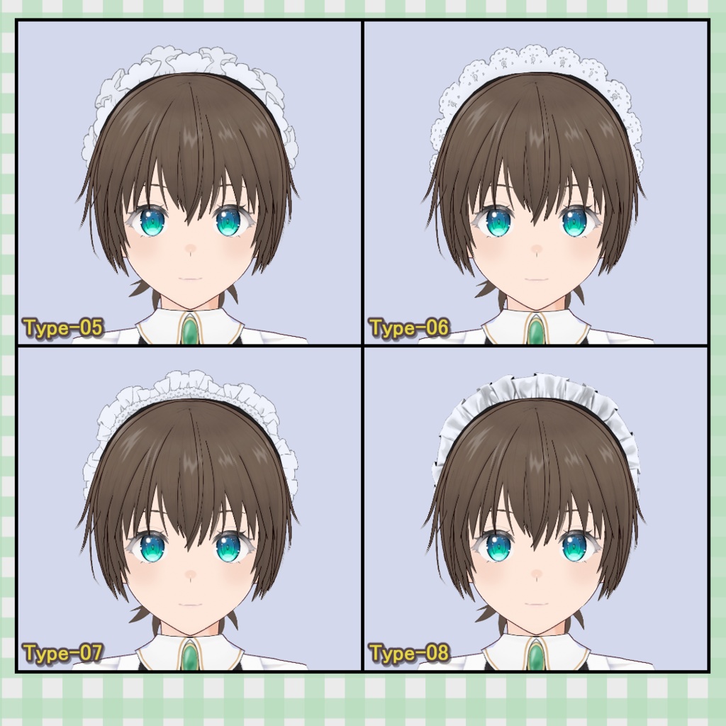 【無料版あり】メイドカチューシャ 15種類セット / Maid Headband (15 Variations)【VRoid】