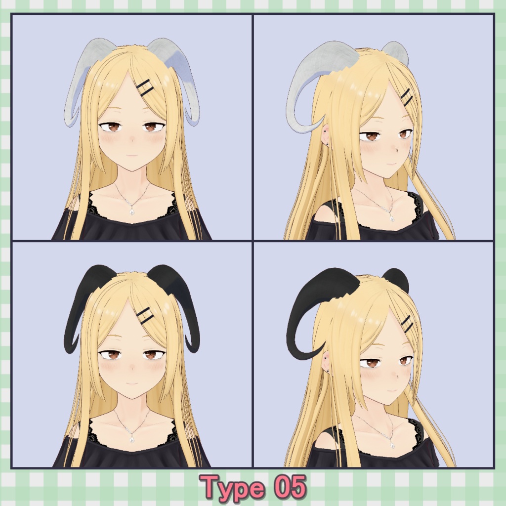 ツノ 8種類セット / Horn Set (8 Types)【VRoid】