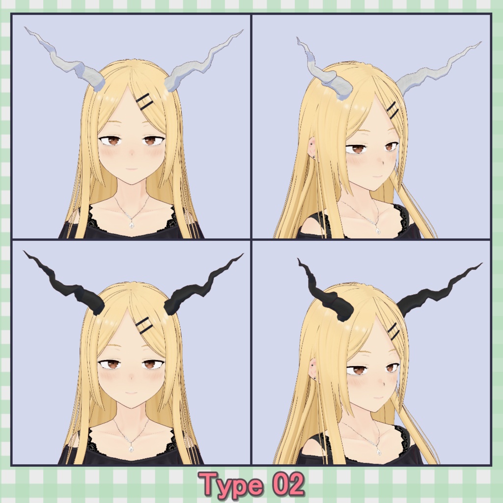 ツノ 8種類セット / Horn Set (8 Types)【VRoid】