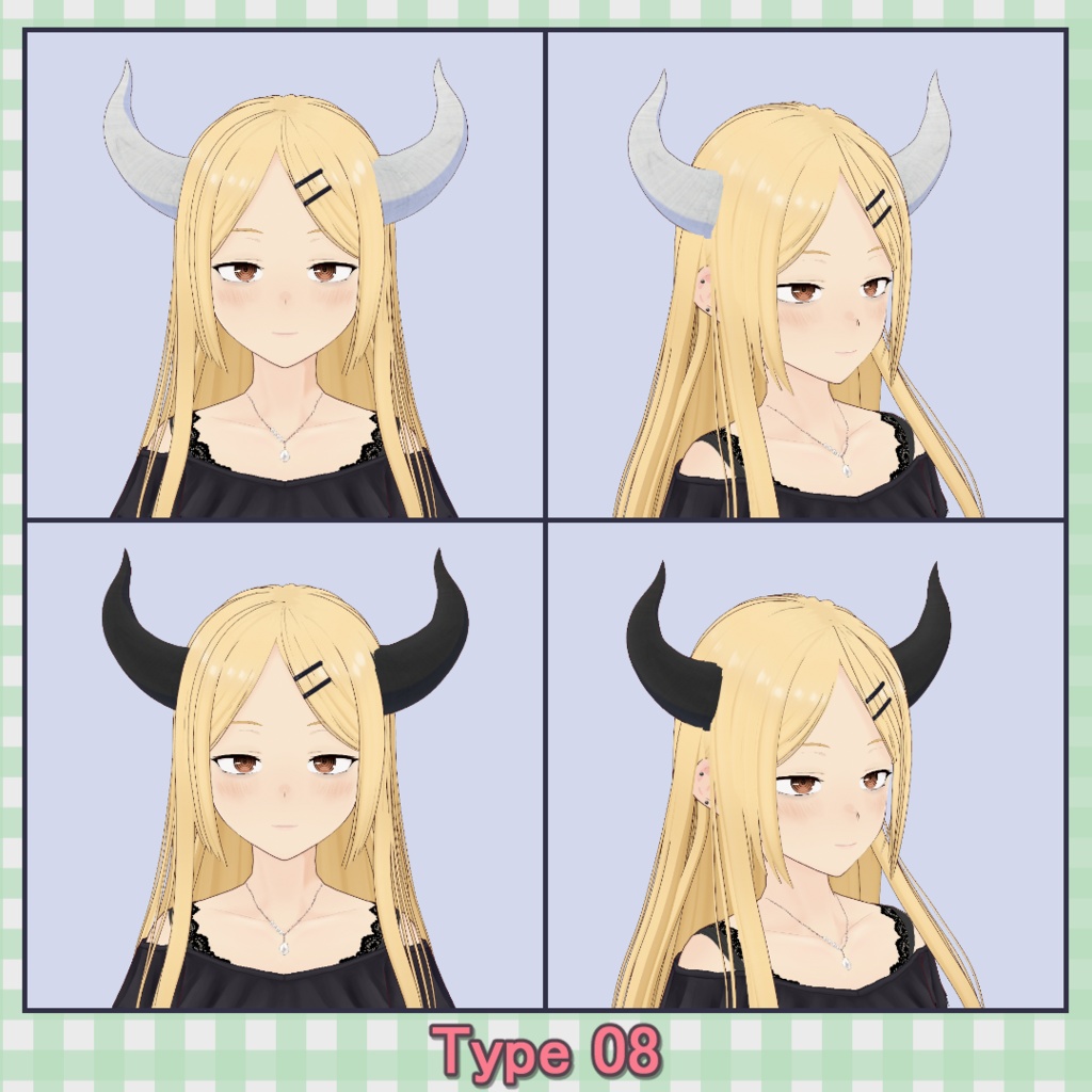 ツノ 8種類セット / Horn Set (8 Types)【VRoid】