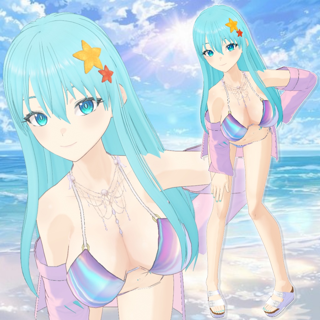 【無料】ヒトデ髪飾り / Starfish Hair Accessory【VRoid】