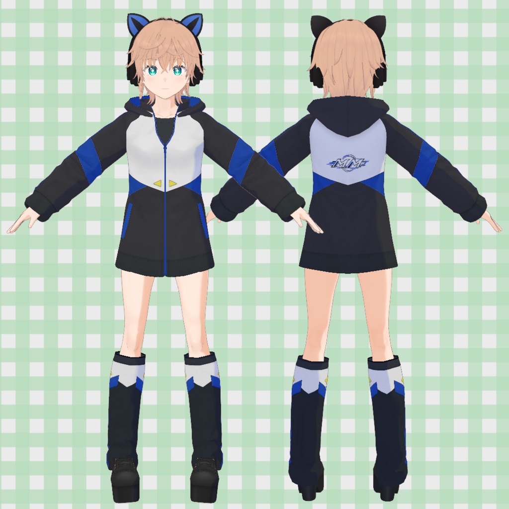 カラーブロック・ジャージパーカー / Color Block Jersey Hoodie【VRoid】