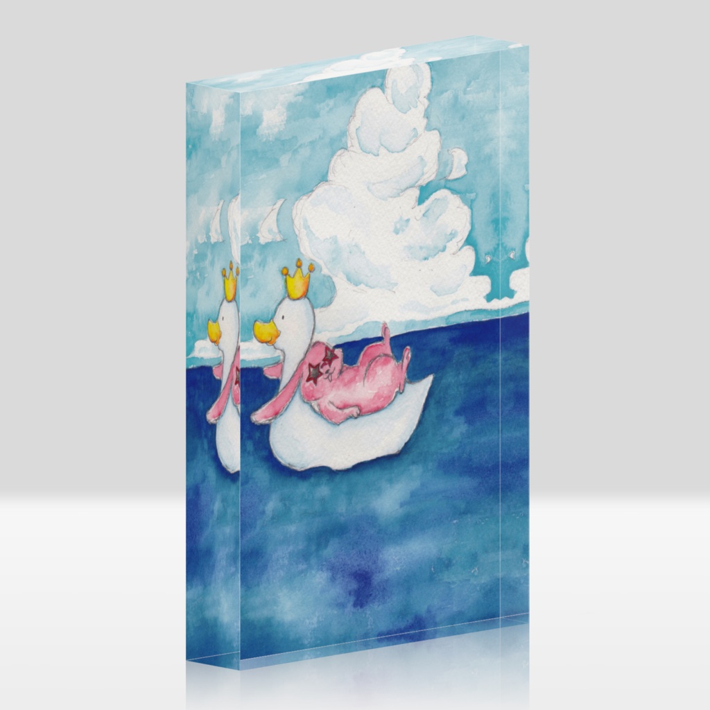 バカンスうさぎ アクリルブロック