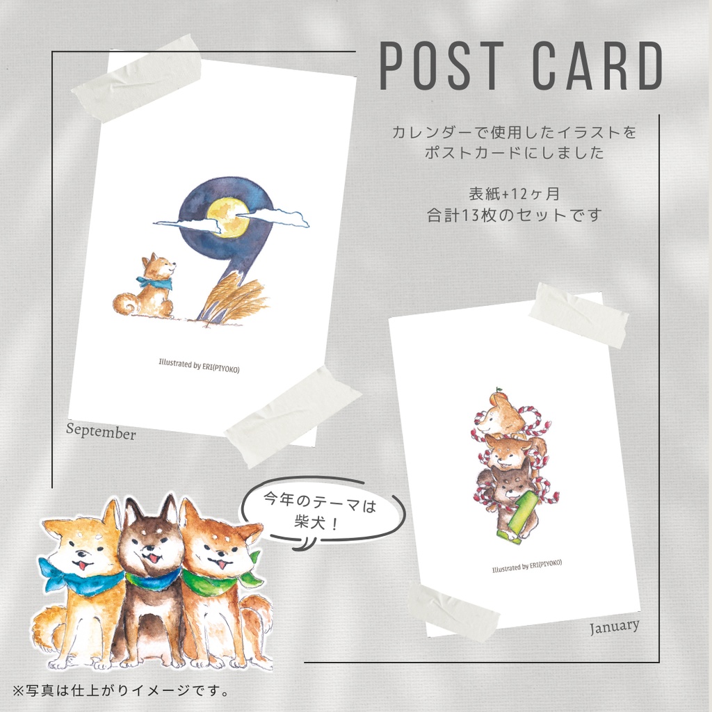 ポストカードセット　柴犬といっしょ