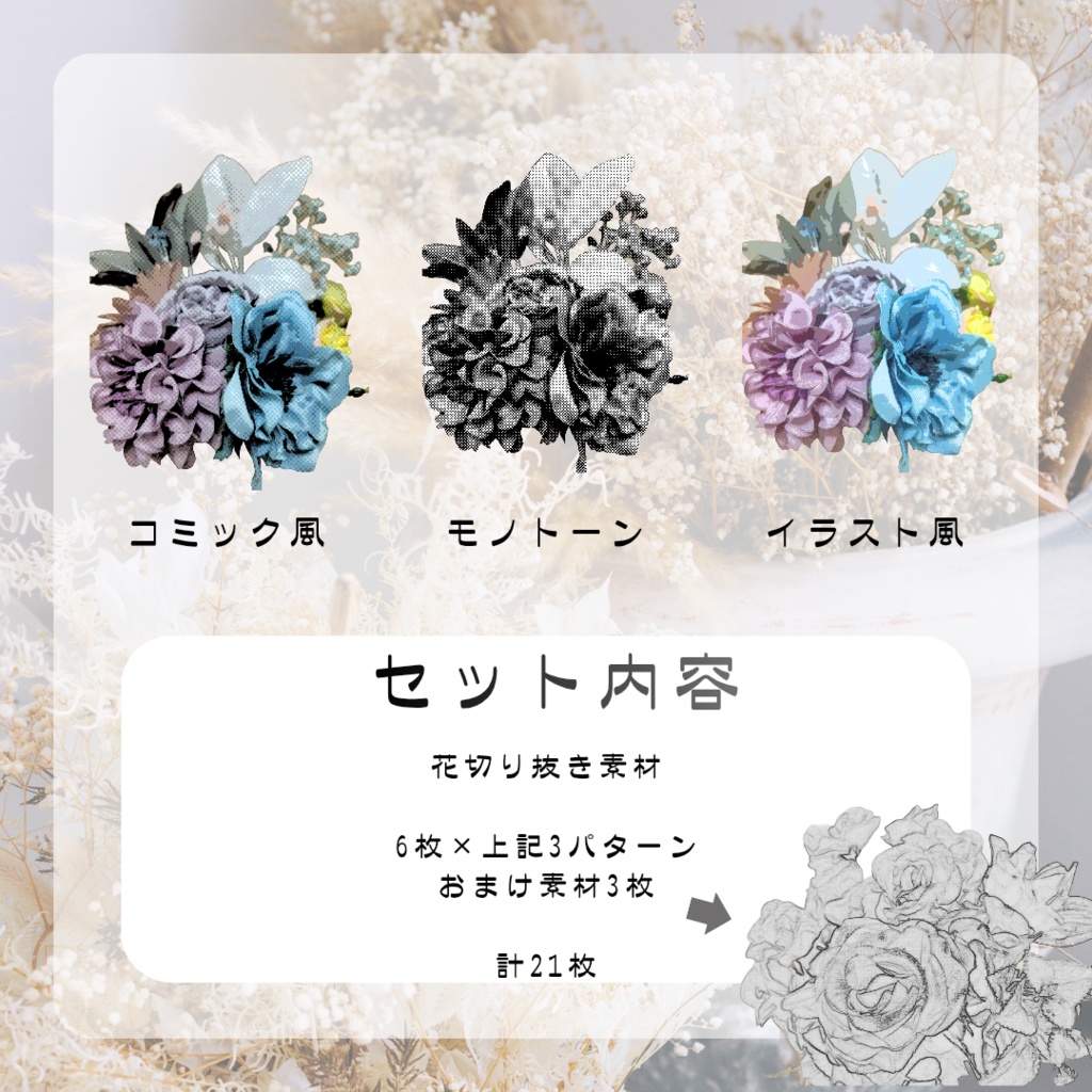 【期間限定セール中✨】TRPGに使える花の透過デザイン素材セット(全21枚)