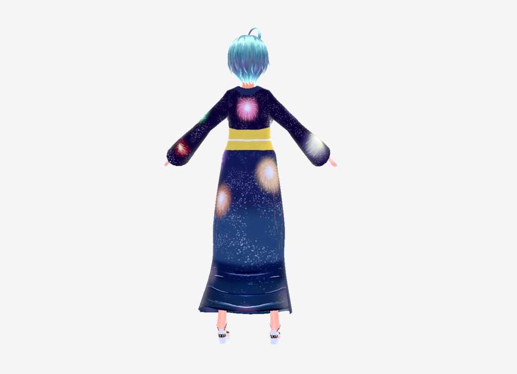 (無料版有)花火柄の浴衣