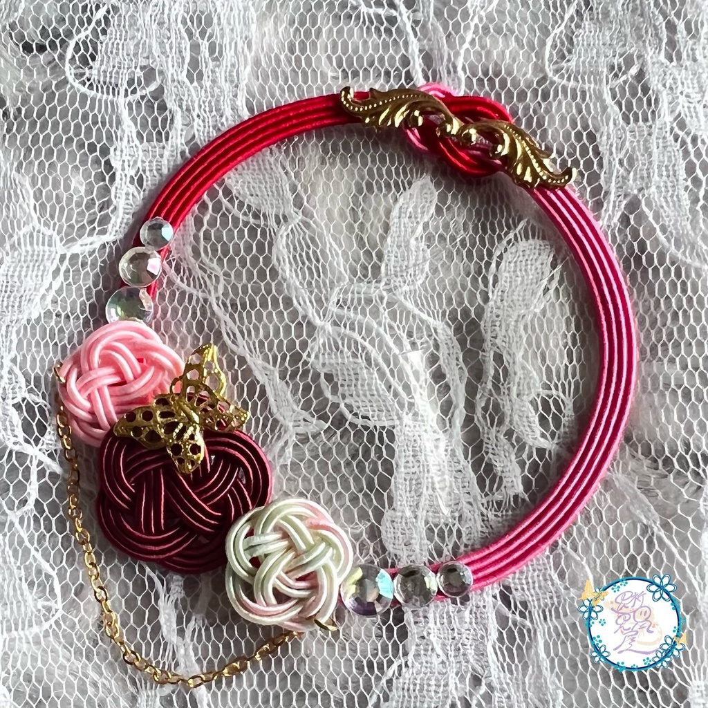 蝶よ花よ 水引デコ缶バッジカバー57mm