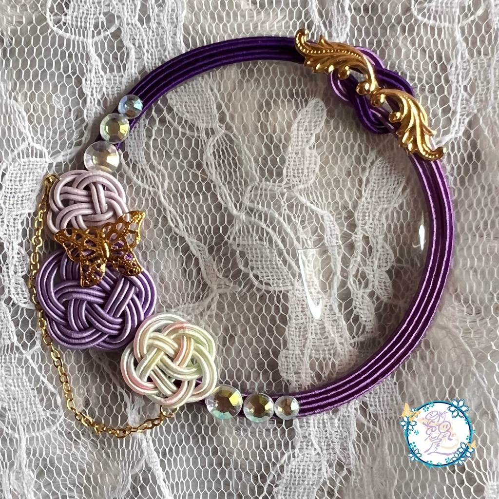 蝶よ花よ 水引デコ缶バッジカバー57mm