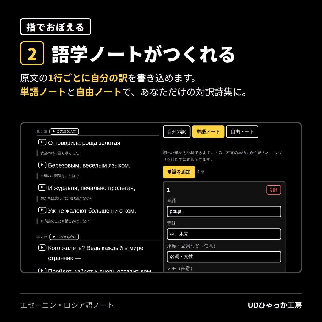 指でおぼえる エセーニン・ロシア語ノート