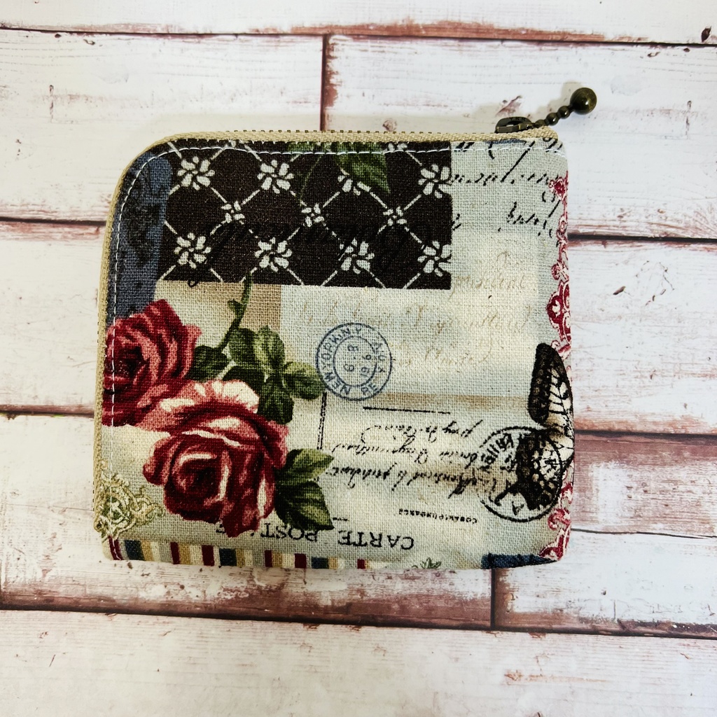 【送料無料】L字ファスナー ハーフ財布 ローズ