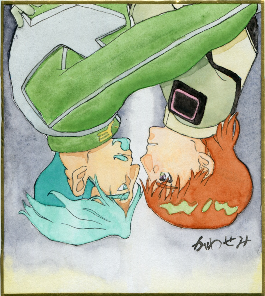 手描きミニ色紙「落下」