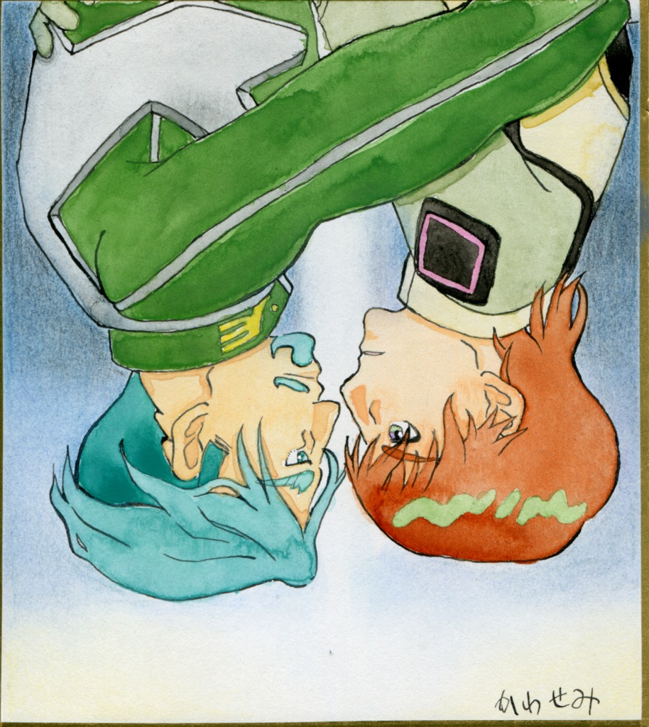 手描きミニ色紙「落下」