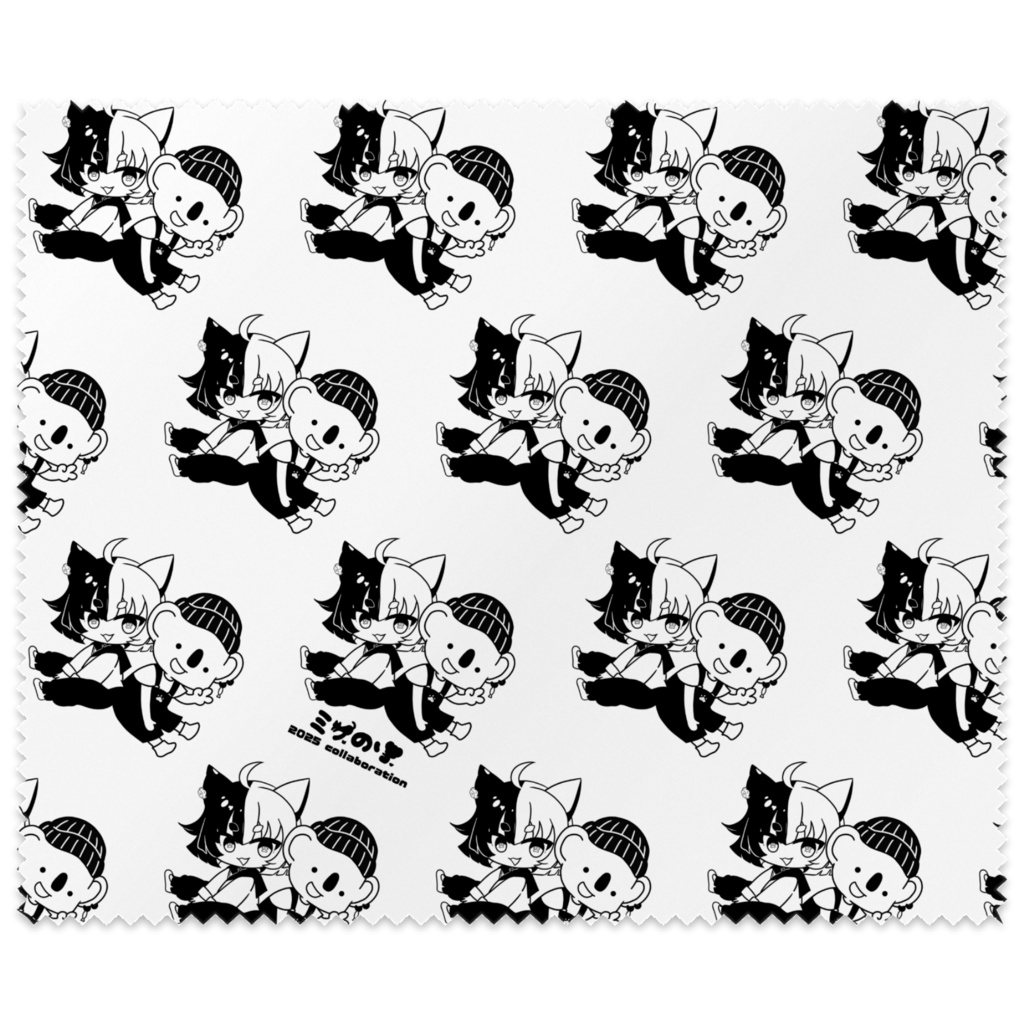 ミケのりコラボ2025眼鏡拭き・白黒