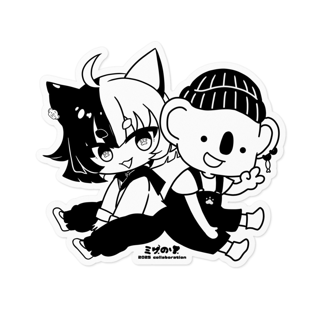 ミケのりコラボ2025ステッカー・白黒