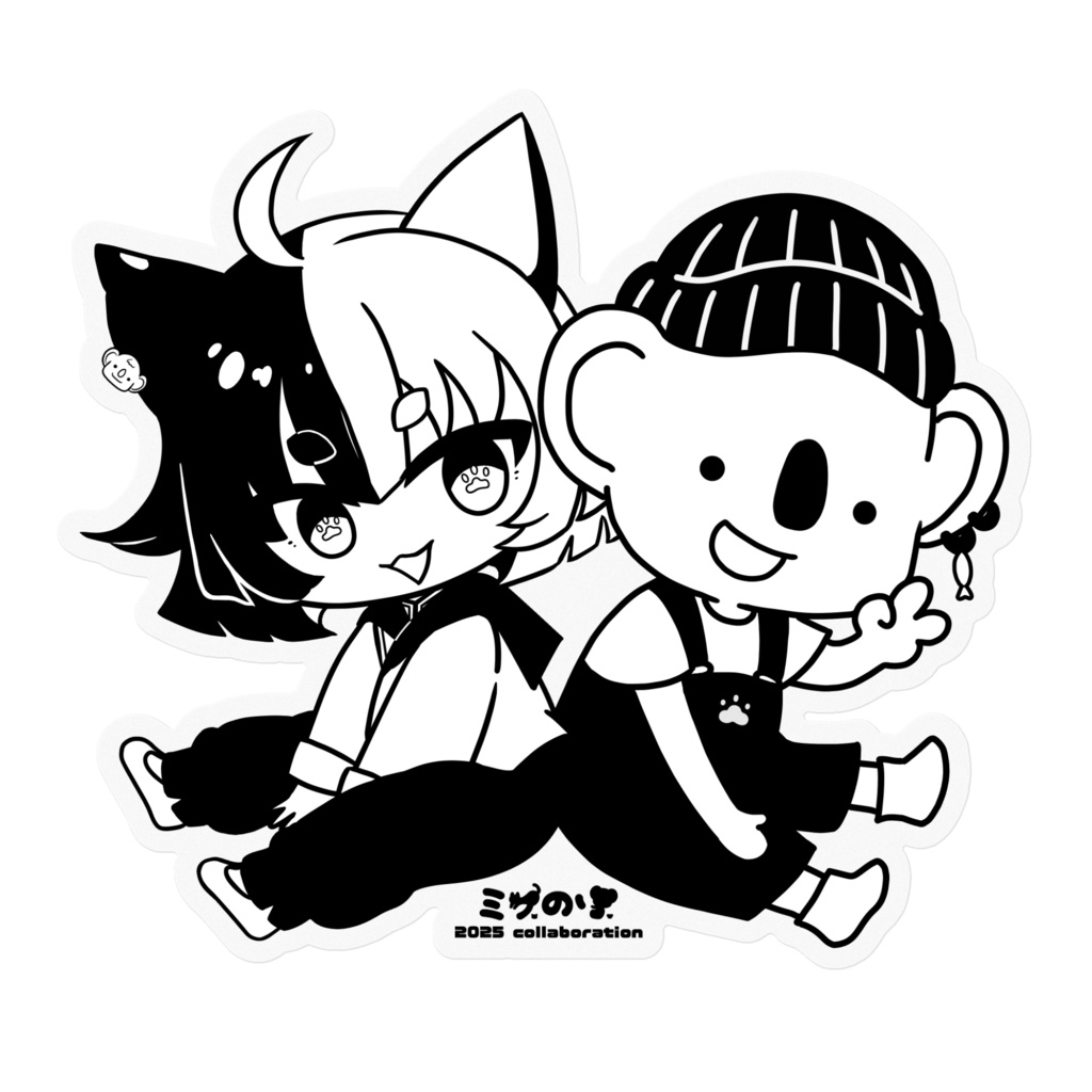 ミケのりコラボ2025ステッカー・白黒