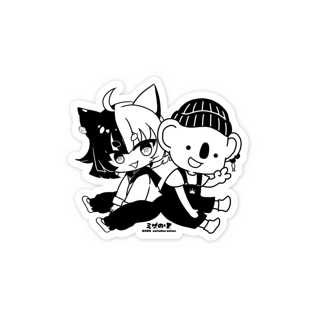 ミケのりコラボ2025スマホステッカー・白黒