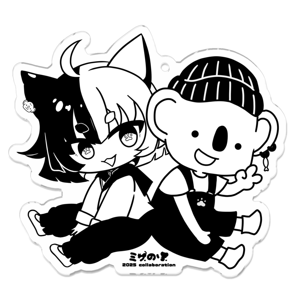 ミケのりコラボ2025アクリルキーホルダー・白黒