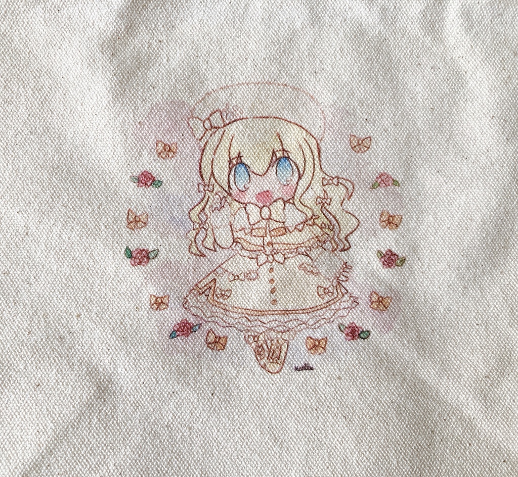 イラスト原画 オリジナル A5 刺繍ねここちゃん - イラスト