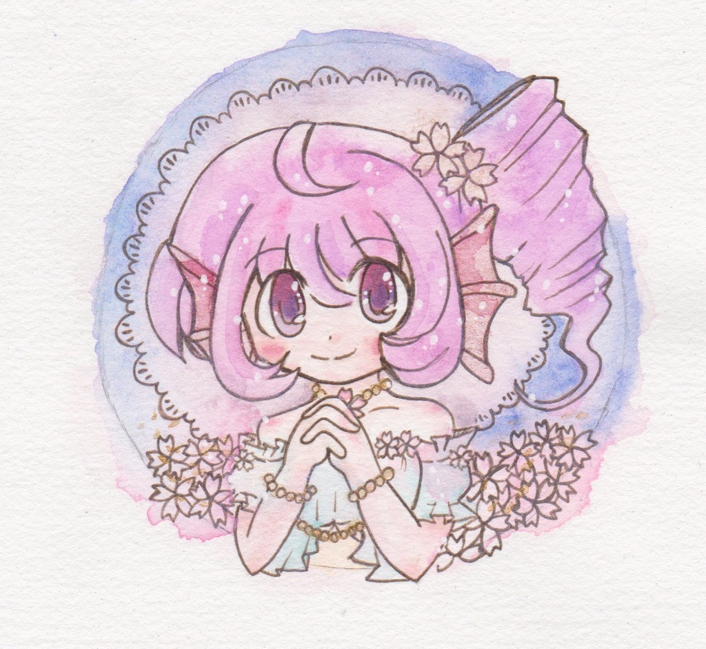【創作】桜色マーメイド(額装原画)